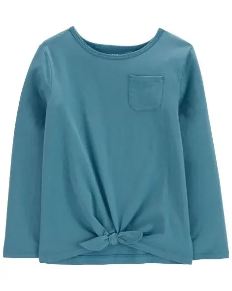 Carters Kid Tie-Front Jersey Tee Blue L