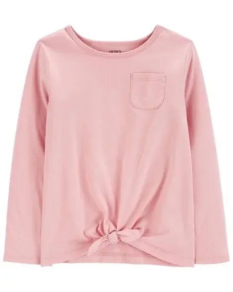 Carters Kid Tie-Front Jersey Tee Pink S