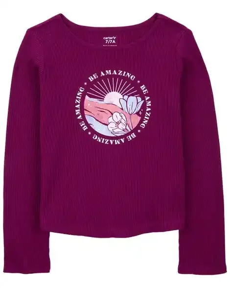 Carters Kid Waffle Knit Long-Sleeve Thermal Tee – Burgundy Burgundy 5