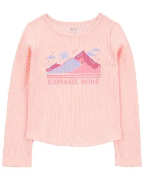 Carters Kid Waffle Knit Long-Sleeve Thermal Tee – Pink Pink 10