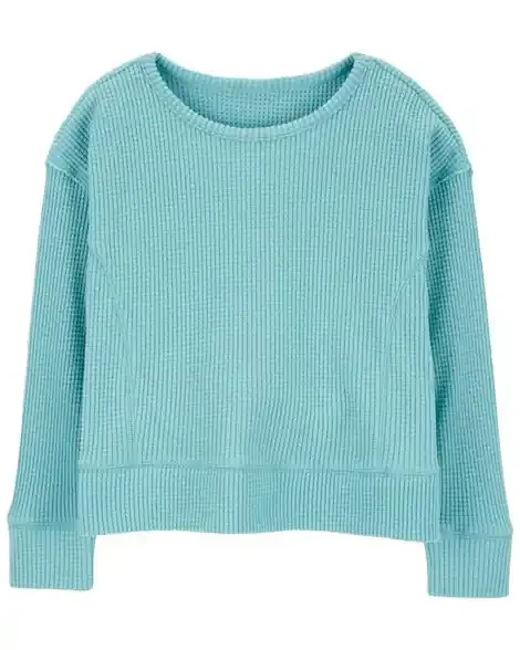 Carters Kid Waffle Knit Thermal Long-Sleeve Tee Teal 7