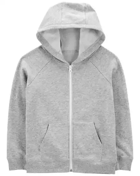 Carters Kid Zip-Up Fleece Hoodie Grey 12