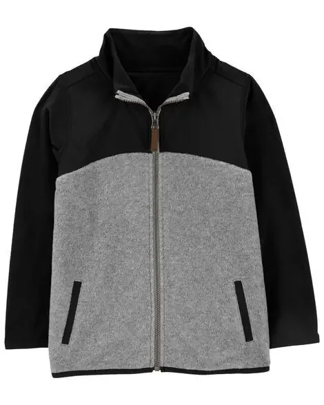Carters Kid Zip-Up Fleece Jacket Grey/Black 12