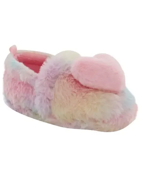 Carters Rainbow Heart Faux Fur Loafer Slippers Multi XL