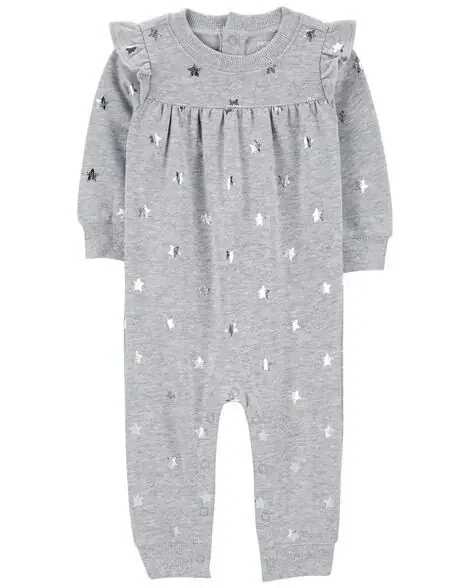 Carters Star Fleece Jumpsuit Grey 12M
