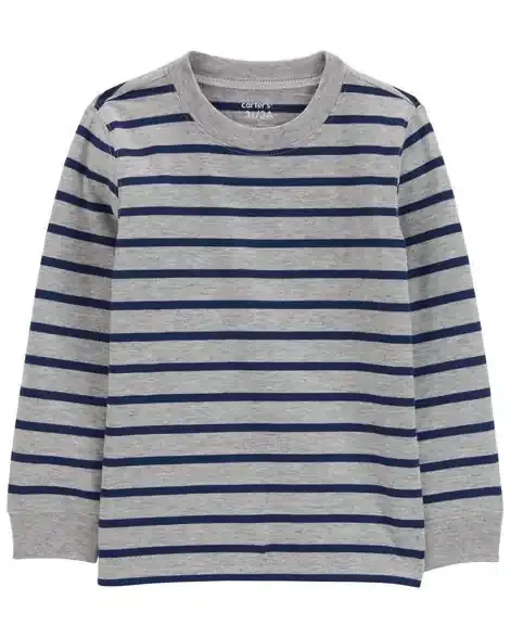 Carters Striped Long-Sleeve Tee Grey/Navy 5T