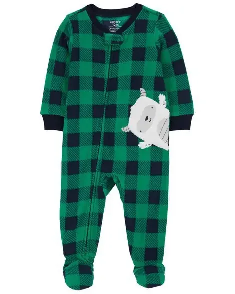 Carters Toddler 1-Piece Abominable Snowman Fleece Footie Pajamas Green 2T