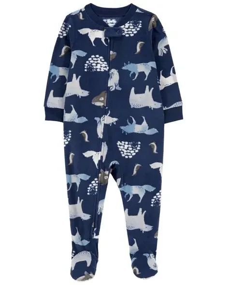 Carters Toddler 1-Piece Arctic Animal Fleece Footie Pajamas Blue 5T