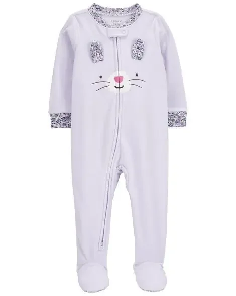 Carters Toddler 1-Piece Bunny Fleece Footie Pajamas Purple 2T