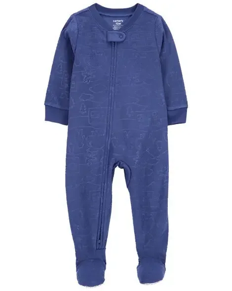 Carters Toddler 1-Piece Camper Fleece Footie Pajamas Blue 3T