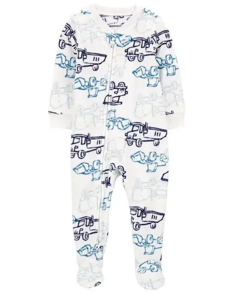Carters Toddler 1-Piece Construction Fleece Footie Pajamas Ivory 4T