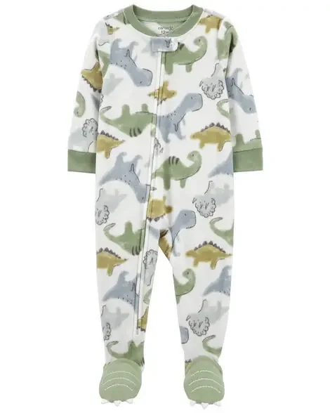 Carters Toddler 1-Piece Dinosaur Fleece Footie Pajamas White 3T