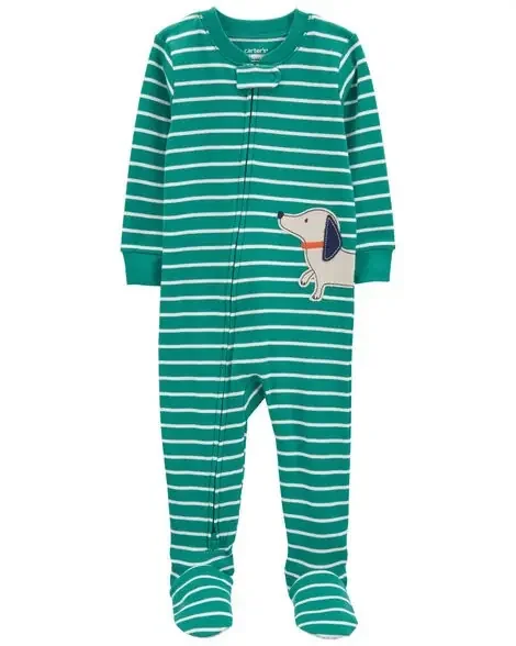 Carters Toddler 1-Piece Dog 100% Snug Fit Cotton Footie Pajamas Green 3T