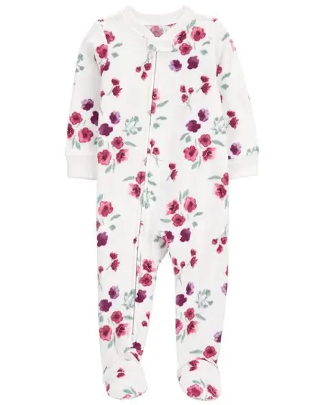 Carters Toddler 1-Piece Floral Fleece Footie Pajamas Ivory 4T