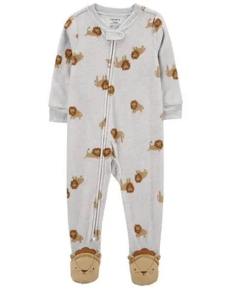 Carters Toddler 1-Piece Lion Fleece Footie Pajamas Grey 3T