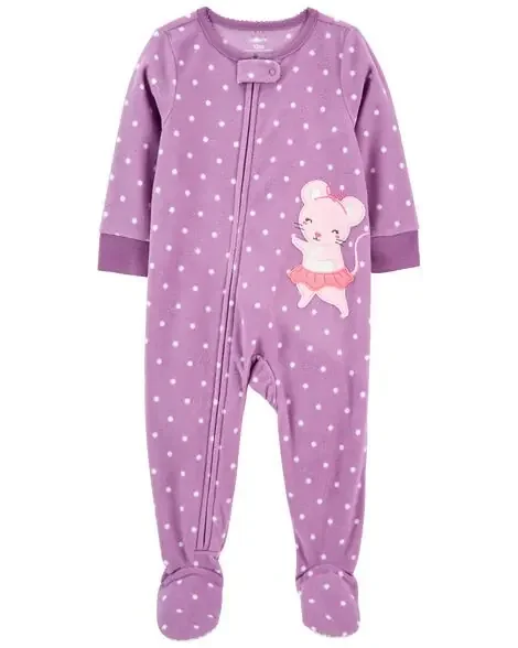 Carters Toddler 1-Piece Mouse Fleece Footie Pajamas Purple 4T
