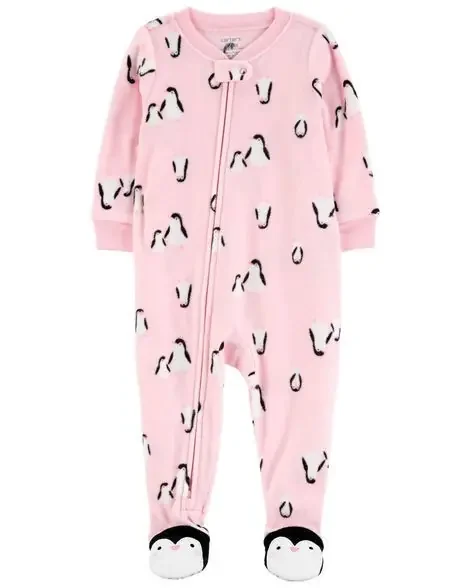 Carters Toddler 1-Piece Penguin Fleece Footie Pajamas Pink 4T