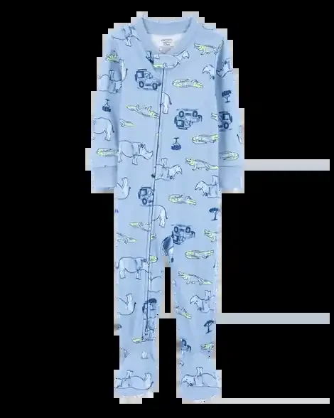 Carters Toddler 1-Piece Safari Cotton Footie Pajamas Blue 3T