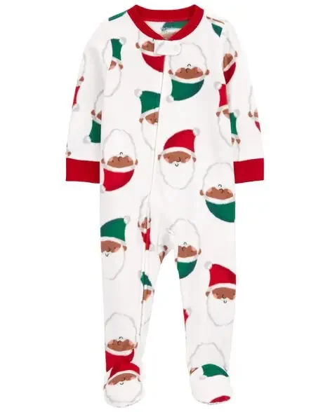 Carters Toddler 1-Piece Santa Fleece Footie Pajamas Brown Santa 4T