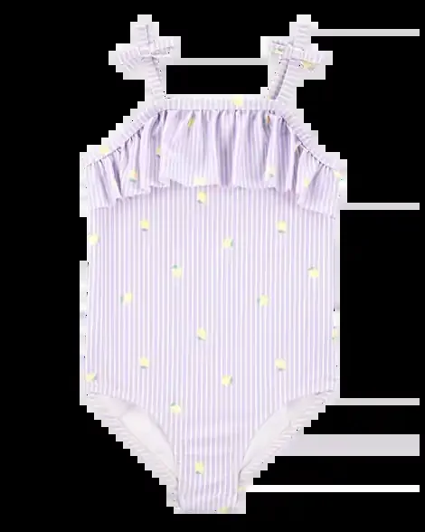 Carters Toddler 1-Piece Striped Lemon Swimsuit Purple 4T