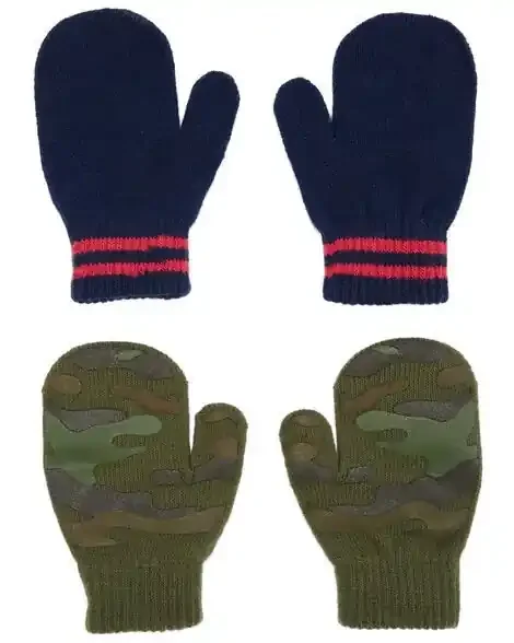 Carters Toddler 2-Pack Gripper Mittens Navy/Green 2T4T
