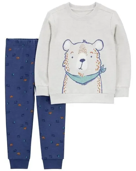Carters Toddler 2-Piece Bear Tee & Jogger Set Blue/Grey 3T