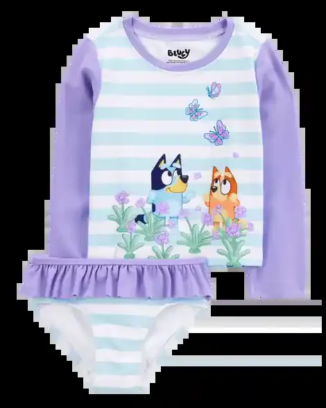 Carters Toddler 2-Piece Bluey Rashguard Set Blue/Purple 2T
