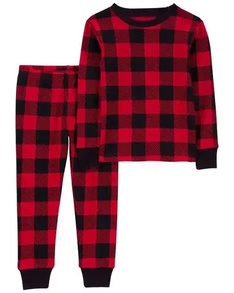 Carters Toddler 2-Piece Buffalo Check 100% Snug Fit Cotton Pajamas Multi 5T