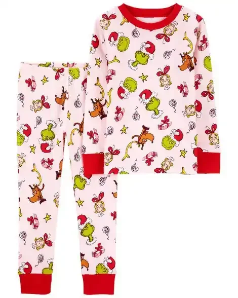 Carters Toddler 2-Piece Christmas Grinch Cotton & Fleece Pajamas Multi 5T