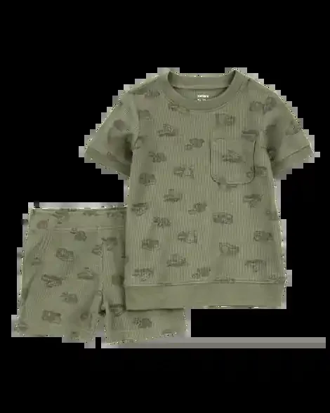 Carters Toddler 2-Piece Construction Outfit Set Olive 2T