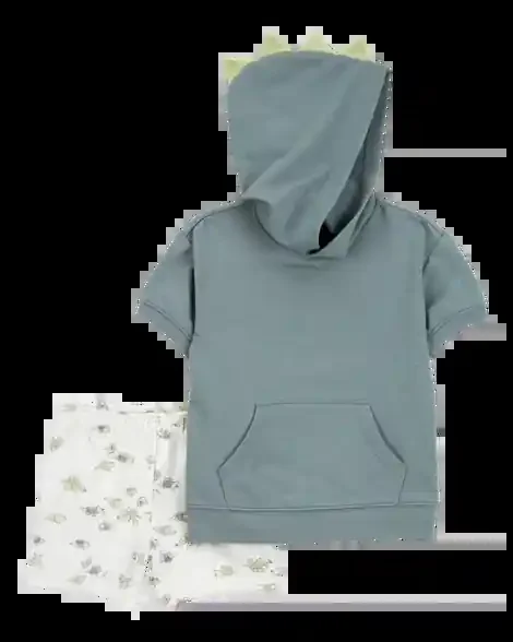 Carters Toddler 2-Piece Dinosaur Hooded Outfit Set Green/Grey 2T