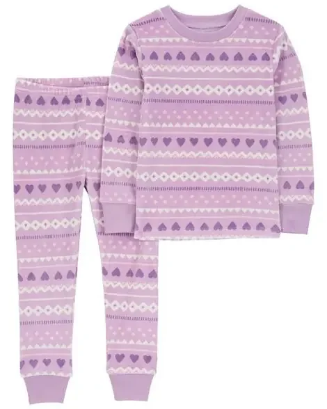 Carters Toddler 2-Piece Fair Isle Fuzzy Velboa Pajamas Purple 5T