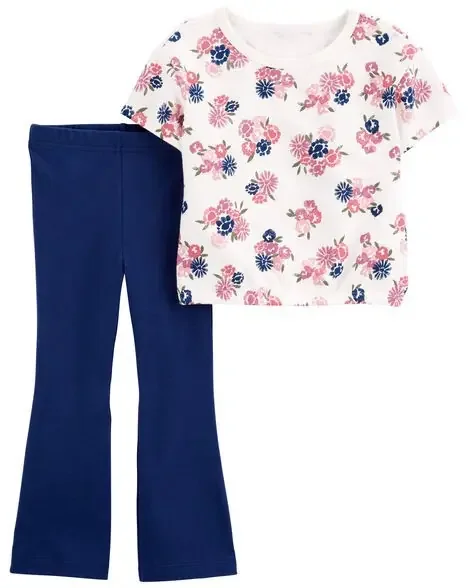 Carters Toddler 2-Piece Floral Jersey Tee & Flare Legging Set Multi 4T