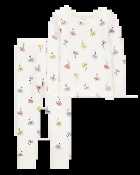 Carters Toddler 2-Piece Floral Print PurelySoft Pajamas Ivory 2T