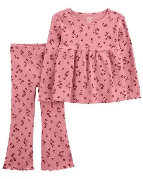Carters Toddler 2-Piece Floral Top & Flare Legging Set Pink 3T
