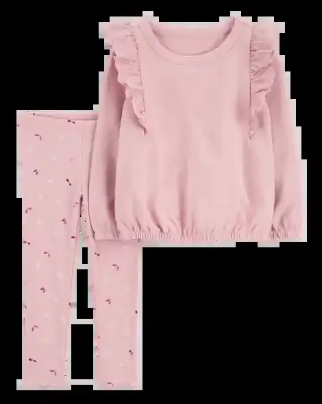 Carters Toddler 2-Piece Flutter Pullover Sweatshirt & Floral Legging Set Pink 2T