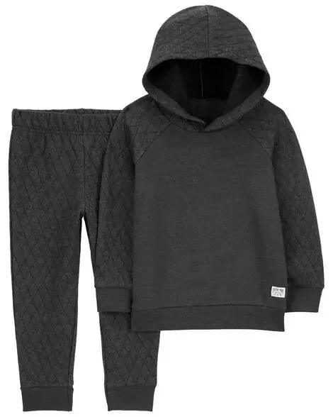 Carters Toddler 2-Piece Quilted Pullover & Pant Set Grey 5T