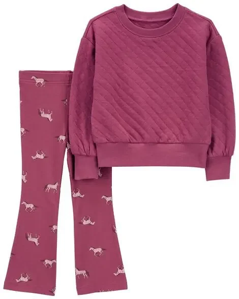 Carters Toddler 2-Piece Quilted Top & Legging Set Purple 3T