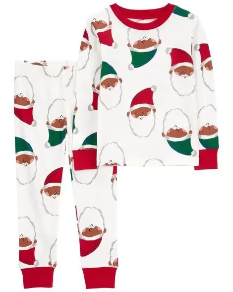 Carters Toddler 2-Piece Santa 100% Snug Fit Cotton Pajamas Brown 5T