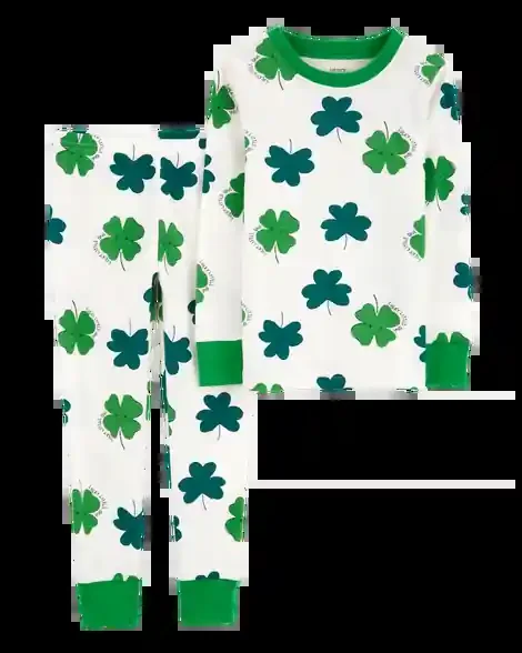 Carters Toddler 2-Piece St. Patrick‘s Day 100% Snug Fit Cotton Pajamas Ivory 3T