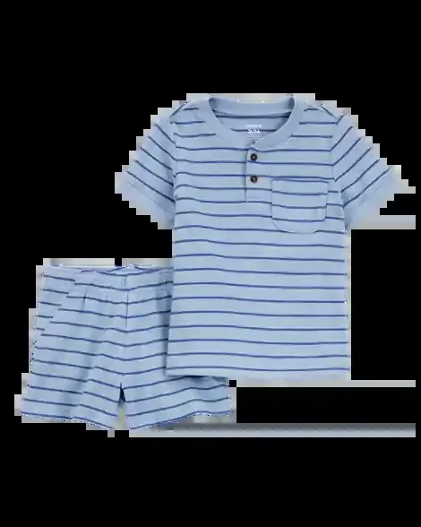 Carters Toddler 2-Piece Striped Henley Outfit Set Blue 4T