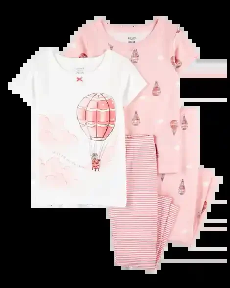 Carters Toddler 4-Piece Air Balloon Cotton Pajamas Pink 3T