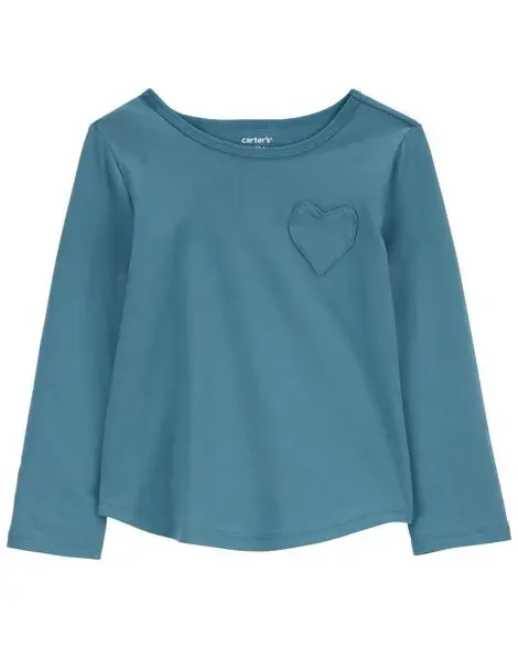 Carters Toddler Heart Pocket Jersey Tee Blue 3T