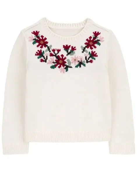 Carters Toddler Holiday Cotton Sweater Ivory 3T