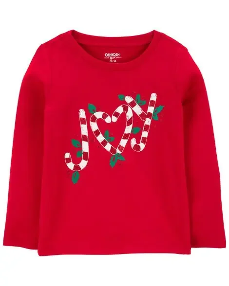 Carters Toddler Joy Holiday Shirt – Red Red 4T