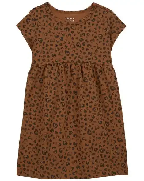 Carters Toddler Leopard Jersey Dress Brown 2T