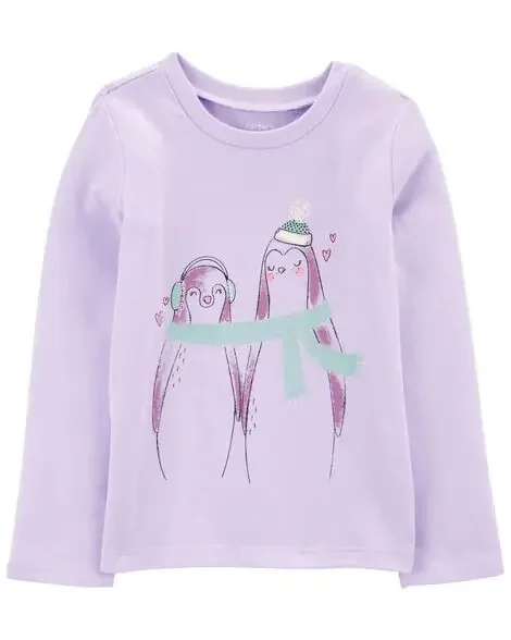 Carters Toddler Long-Sleeve Graphic Tee Purple 4T