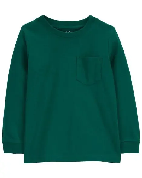 Carters Toddler Long-Sleeve Pocket Tee Green 5T
