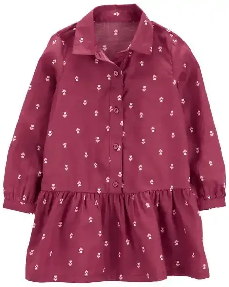 Carters Toddler Long-Sleeve Shirt Peplum Dress Burgundy 2T