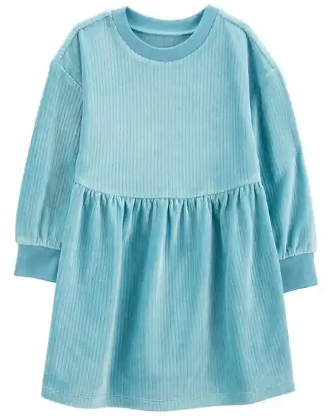 Carters Toddler Long-Sleeve Velour Dress Blue 2T